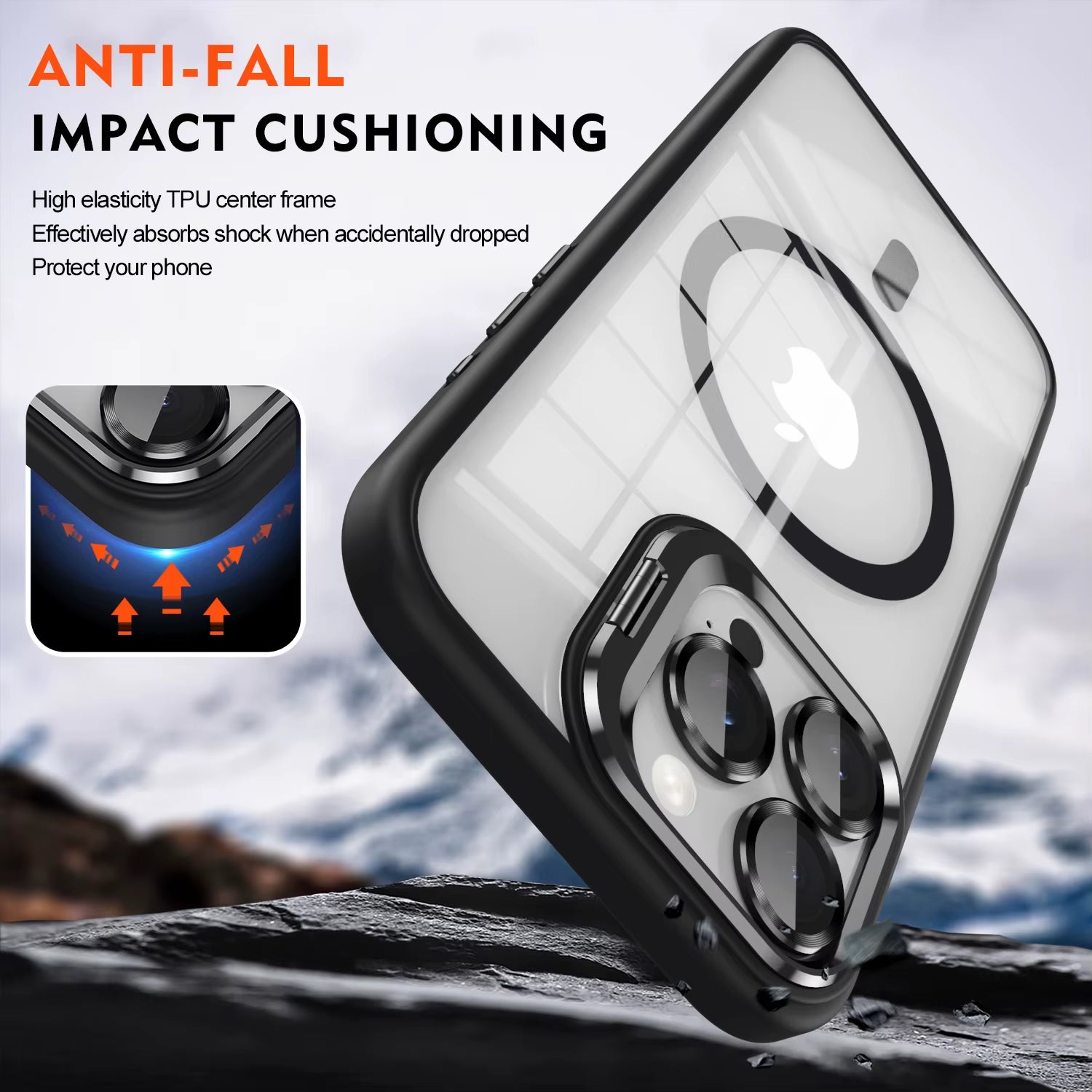 Luxury Magnetic Shockproof Phone Case for Iphone 15 16 14 13 12 11 Pro Max for Magsafe Funda Stand Glass Lens Protector Cover