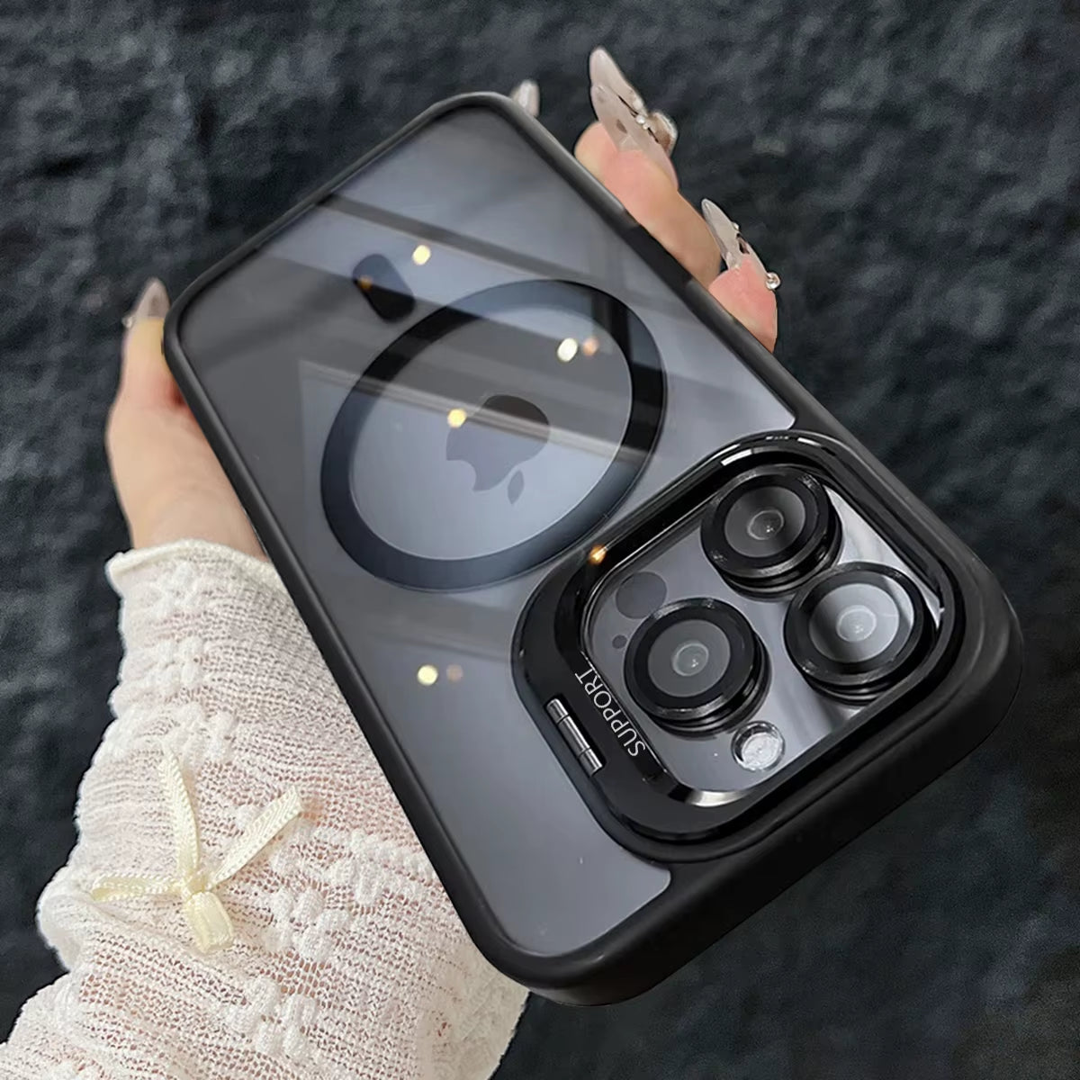 Luxury Magnetic Shockproof Phone Case for Iphone 15 16 14 13 12 11 Pro Max for Magsafe Funda Stand Glass Lens Protector Cover