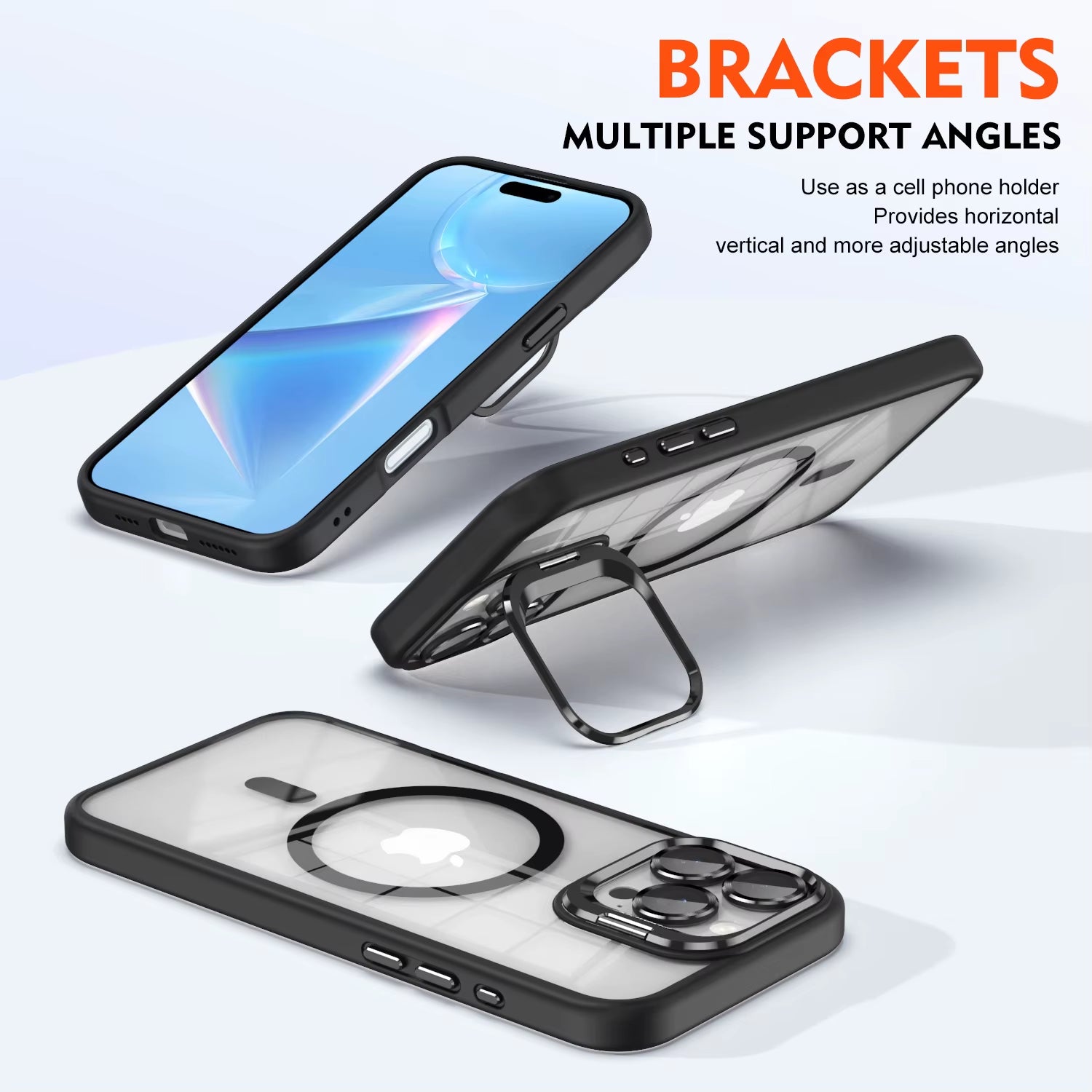 Luxury Magnetic Shockproof Phone Case for Iphone 15 16 14 13 12 11 Pro Max for Magsafe Funda Stand Glass Lens Protector Cover